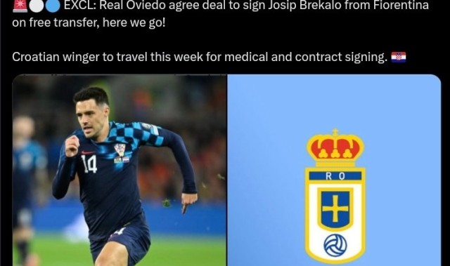 罗马诺确认：布雷卡洛自由身加盟皇家奥维耶多，交易达成！